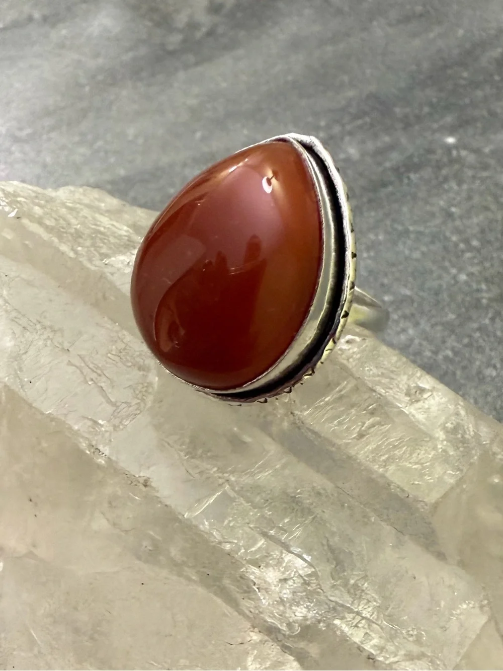 Genuine Carnelian Gemstone Cocktail Ring